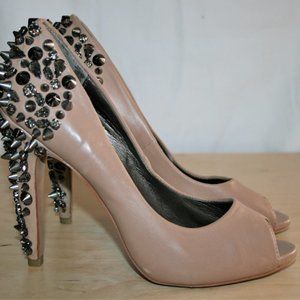 Sam Edelman Lorissa Beige Leather Open Toe Pumps Size 7.5 M